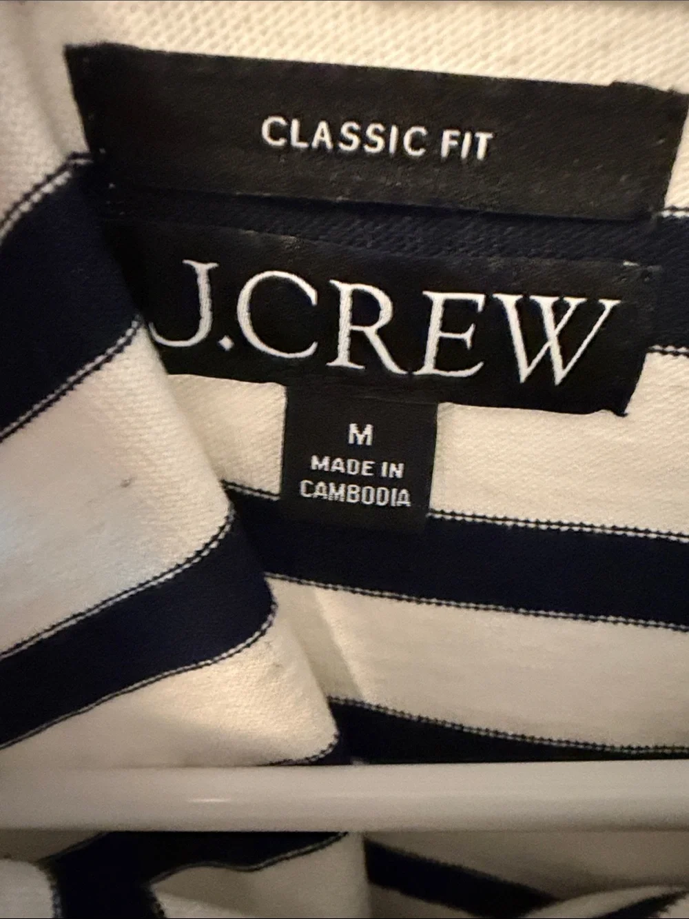 J. Crew Navy and White Striped Heavyweight Cotton Boatneck Top
